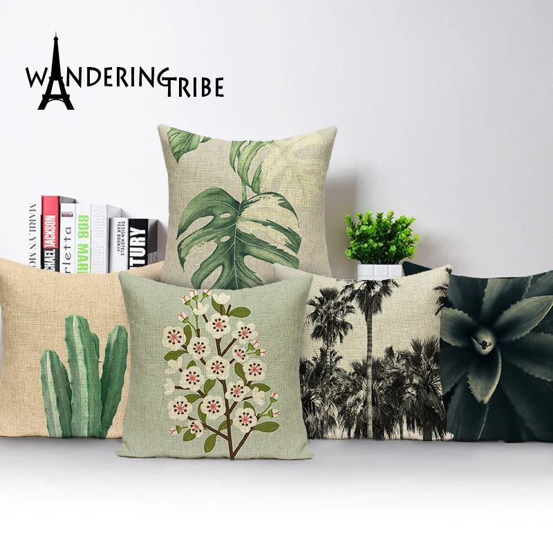 Подушка зеленая С КАКТУСОМ декоративные подушки домашний декор для дивана