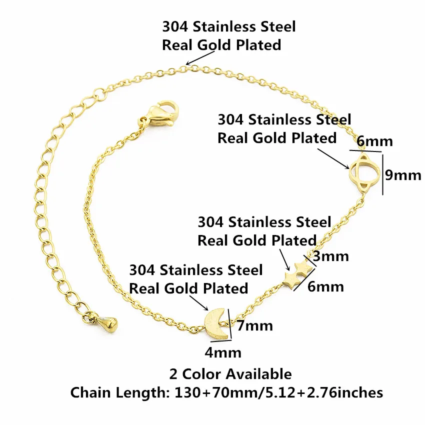 Оптовая продажа 10 шт модный браслет из нержавеющей стали для женщин Луна Звезда