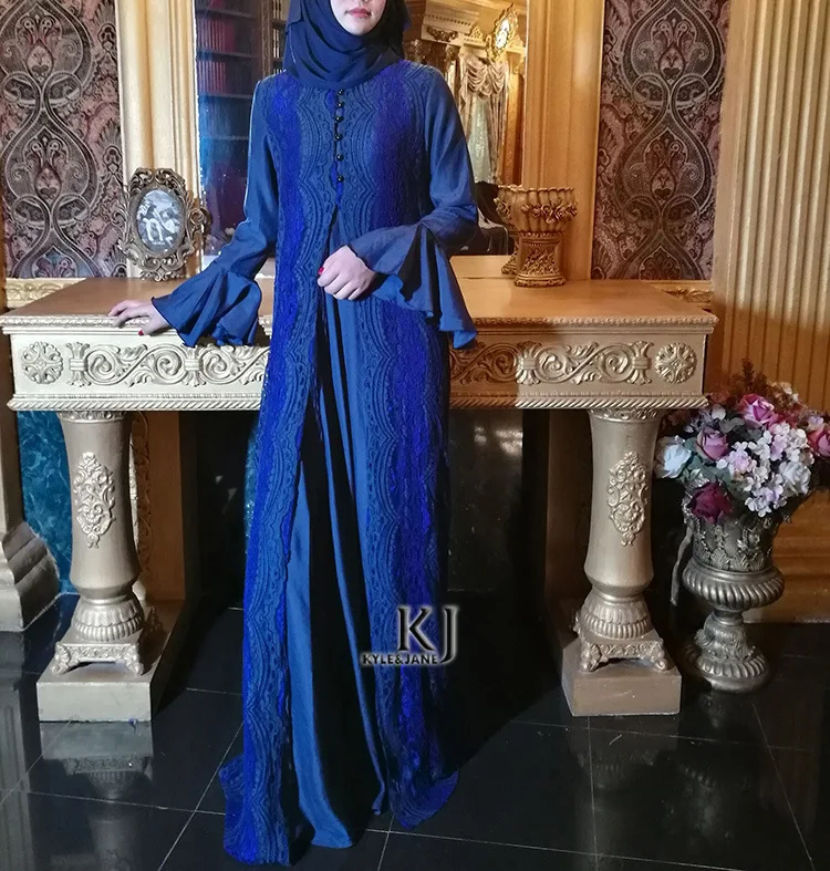 Рамадан модные Абая для мусульман Дубай Исламская одежда женщин кружева абайя