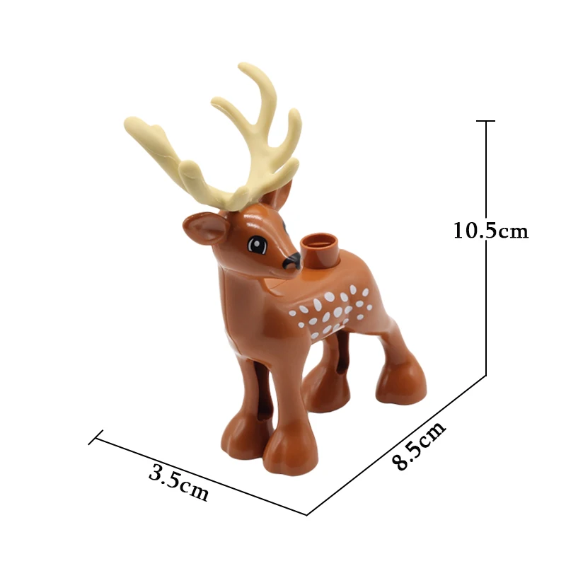 Horned deer Строительные блоки большого размера, аксессуары, милые животные, зоо, совместимые с Duplos, кирпичи, медведь, тигр, Лев, слон, панда, Набор детских игрушек, подарок - Цвет: Horned deer