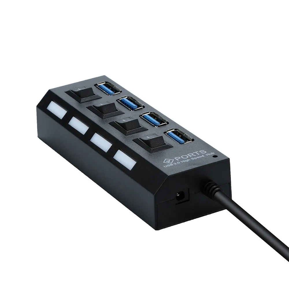 Адаптер концентратора для ПК ноутбука Hi-Speed 4 порта светодиодный адаптер USB 3 0