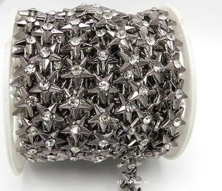 20 ярдов пятиконечные Звездные бусины Стразы с УФ покрытием цепочка отделка для