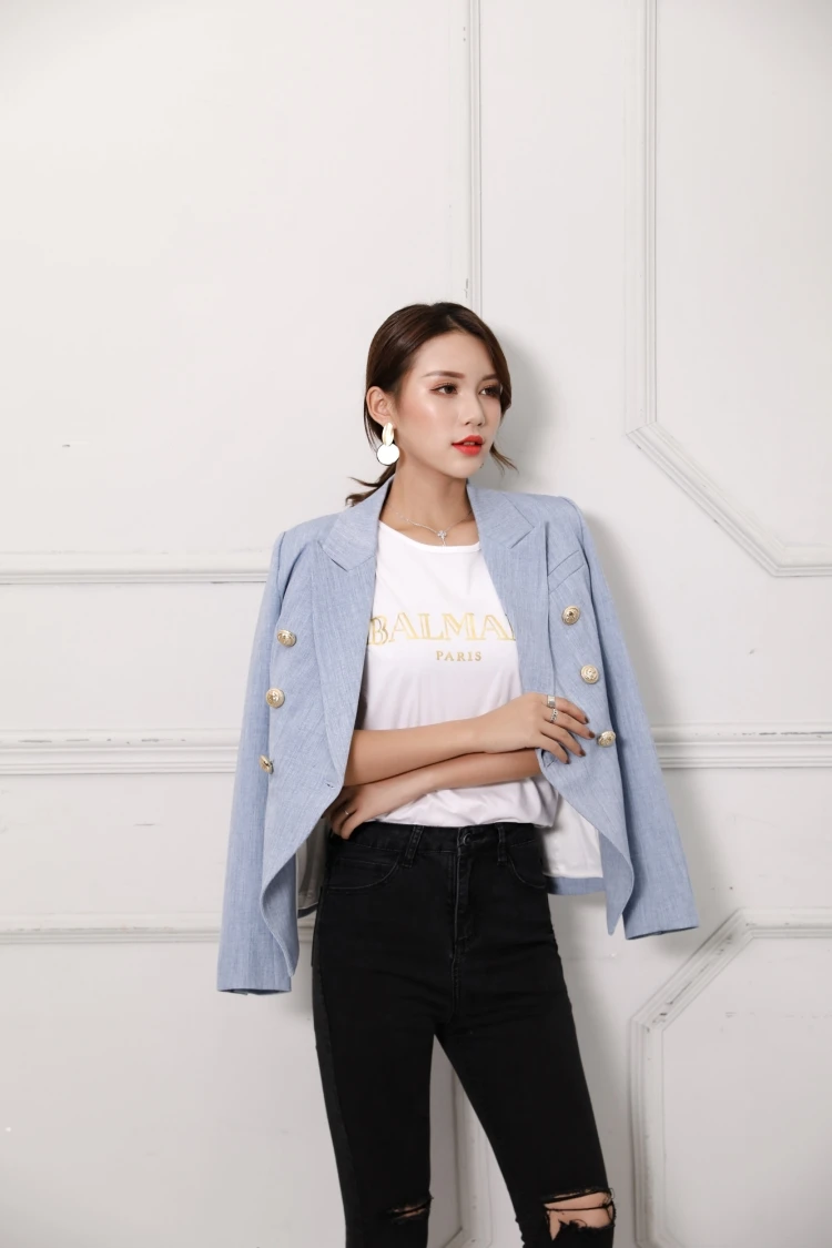 S-XXL, высокое качество,, модные, новые, классические, двубортные, имитация джинсовой ткани, тонкие, самообслуживания, повседневные, для путешествий, женские блейзеры