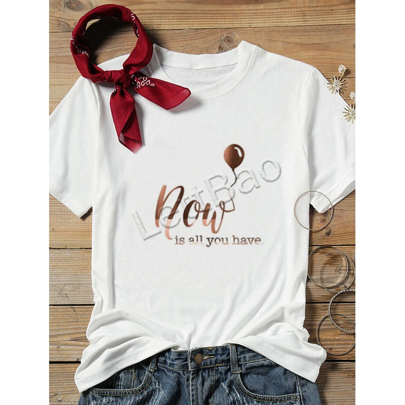 Футболка женская летняя повседневная Vogue Now Is All You Have Tees эстетические Топы мягкая