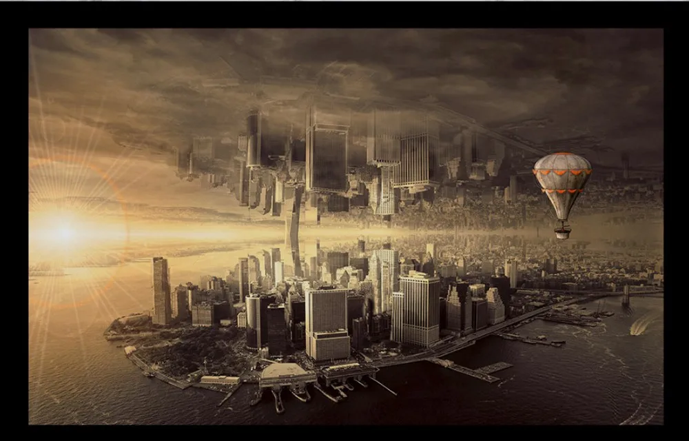 Бесплатная доставка на заказ 3d фотообои мечта город гостиная диван фон обои