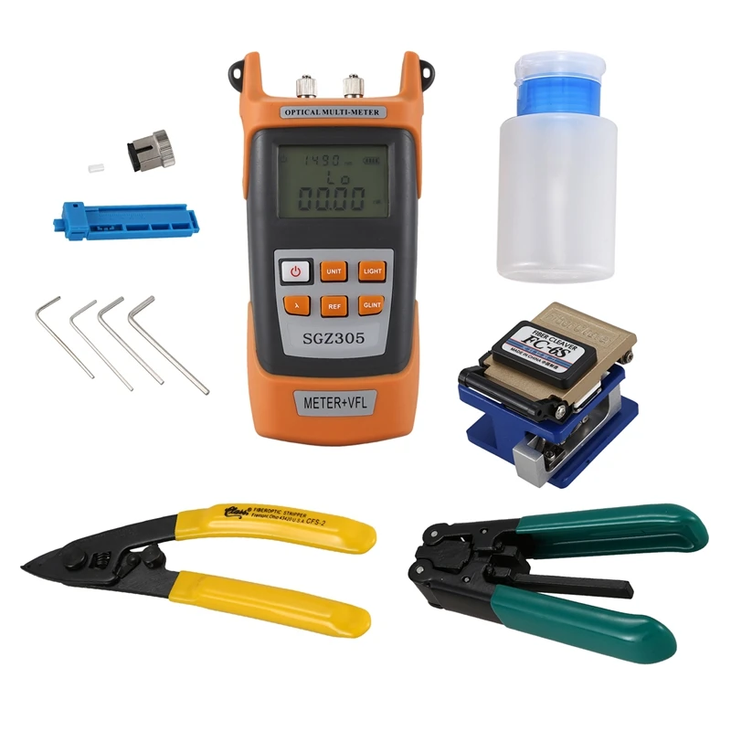 Glasvezel Ftth Tool Kit Met FC-6S Fiber Cleaver En Optische Power Meter 5Km Visual Fault Locator 1Mw draad Stripper Glasvezel Ftth Tool Kit Met FC-6S Fiber Cleaver En Optische Power Meter 5Km Visual Fault Locator 1Mw draad Stripper