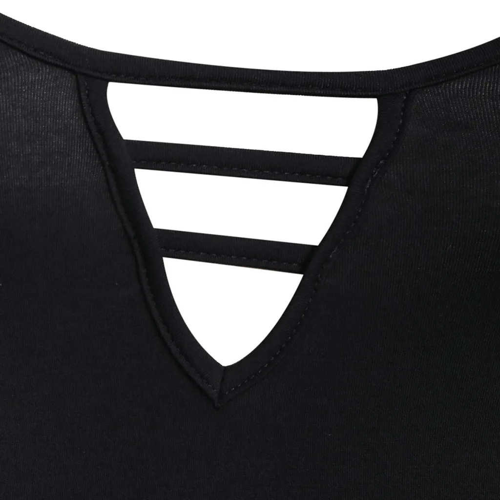 Women's solid color cotton fashion sleeveless vest female sense V-neck hanging neck applique casual top #P4 |