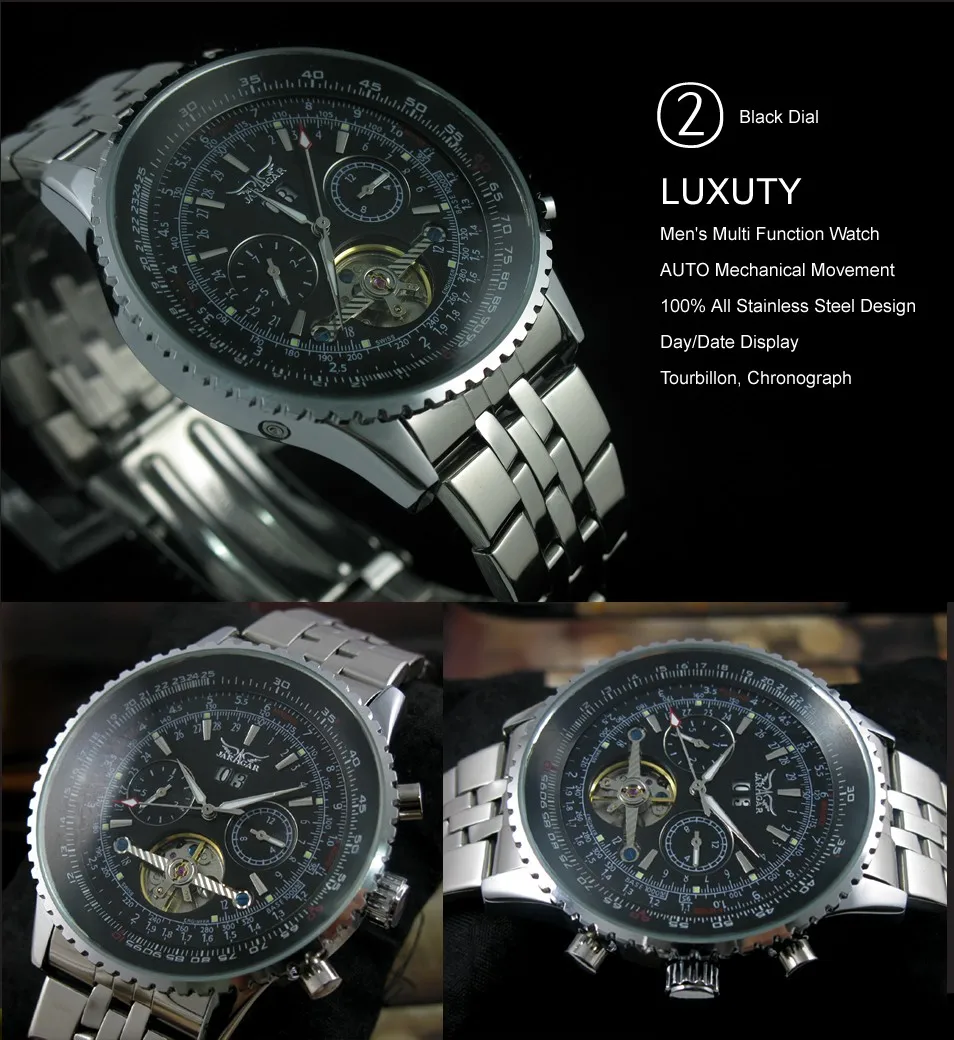 Jaragar tourbillon relogio automatico masculino часы мужчины полная сталь наручные часы мужские часы лучший бренд класса люкс маховик коробка подарков