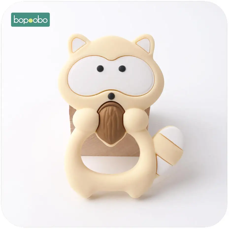 beige raccoon Bopobo 1 шт., силиконовый прорезыватель, аксессуар, силиконовый енот, сделай сам, ювелирное изделие, аксессуары для кормления, пищевая сенсорная игрушка, детский Прорезыватель - Цвет: beige raccoon