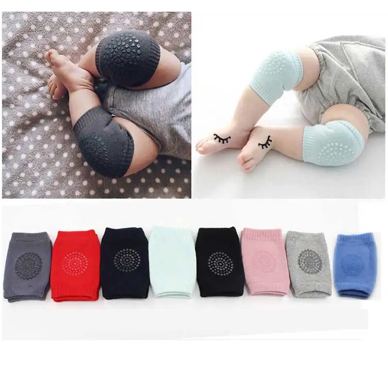 Rodillera protectora antideslizante para ni&ntilde;os peque&ntilde;os, calentadores de seguridad para gatear, suaves, gruesas, de rizo-1