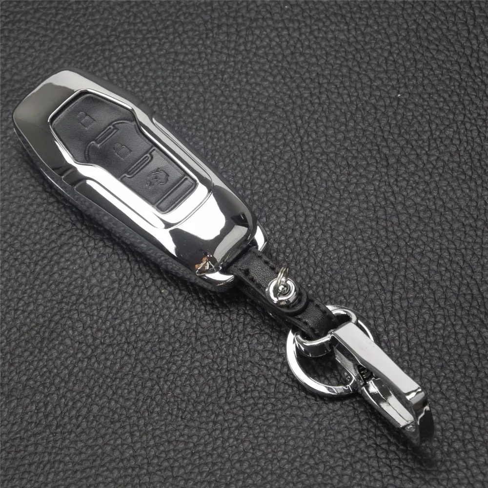 jingyuqin Remote 3 Buttons Zinc alloy+Leather Car Key Case Cover For Ford Smart Folding Mondeo Focus Fiesta Ecosport Kuga | Автомобили и