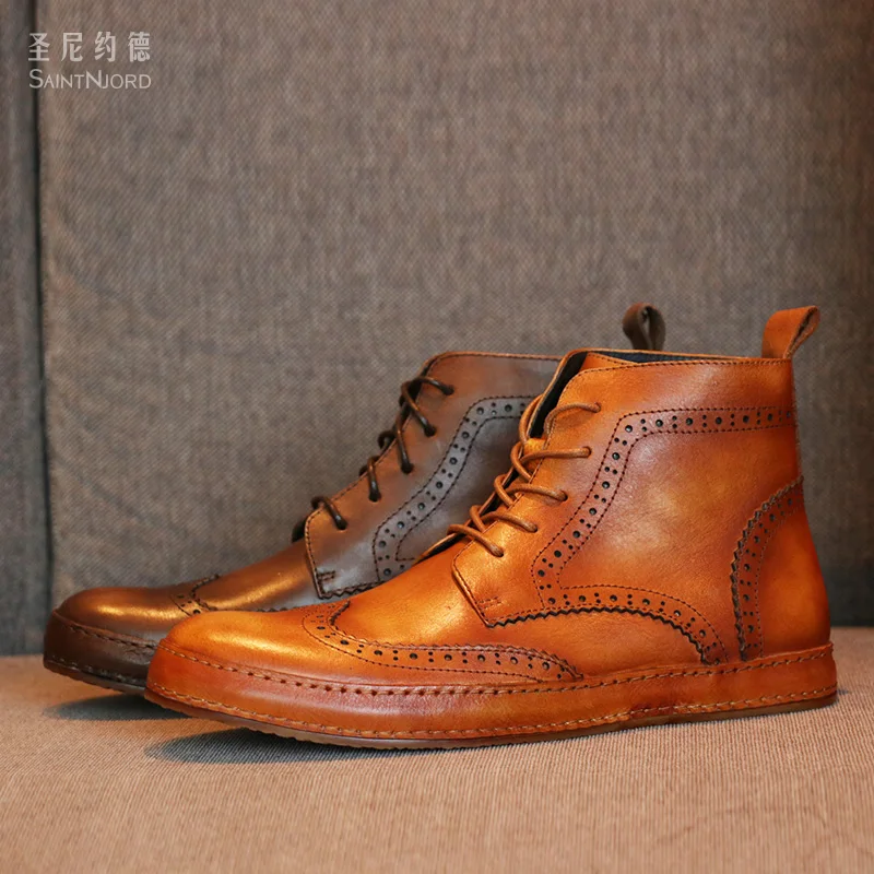Обувь в британском стиле ретро мужские ботинки повседневная обувь с высоким