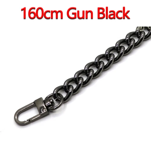 160cm Gun Black Высококачественные Алюминиевые цепочки, золото, серебро, черный пистолет 10 мм сменный светильник, кошелек, цепочка, сумка на плечо, ремни для маленьких сумок - Цвет: 160cm Gun Black