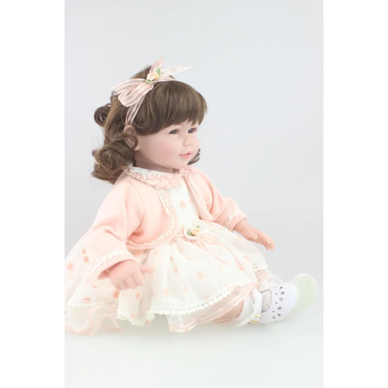 Npk 52 см новорожденных с плюшевые тела Kawaii длинные волосы девушка силиконовые baby