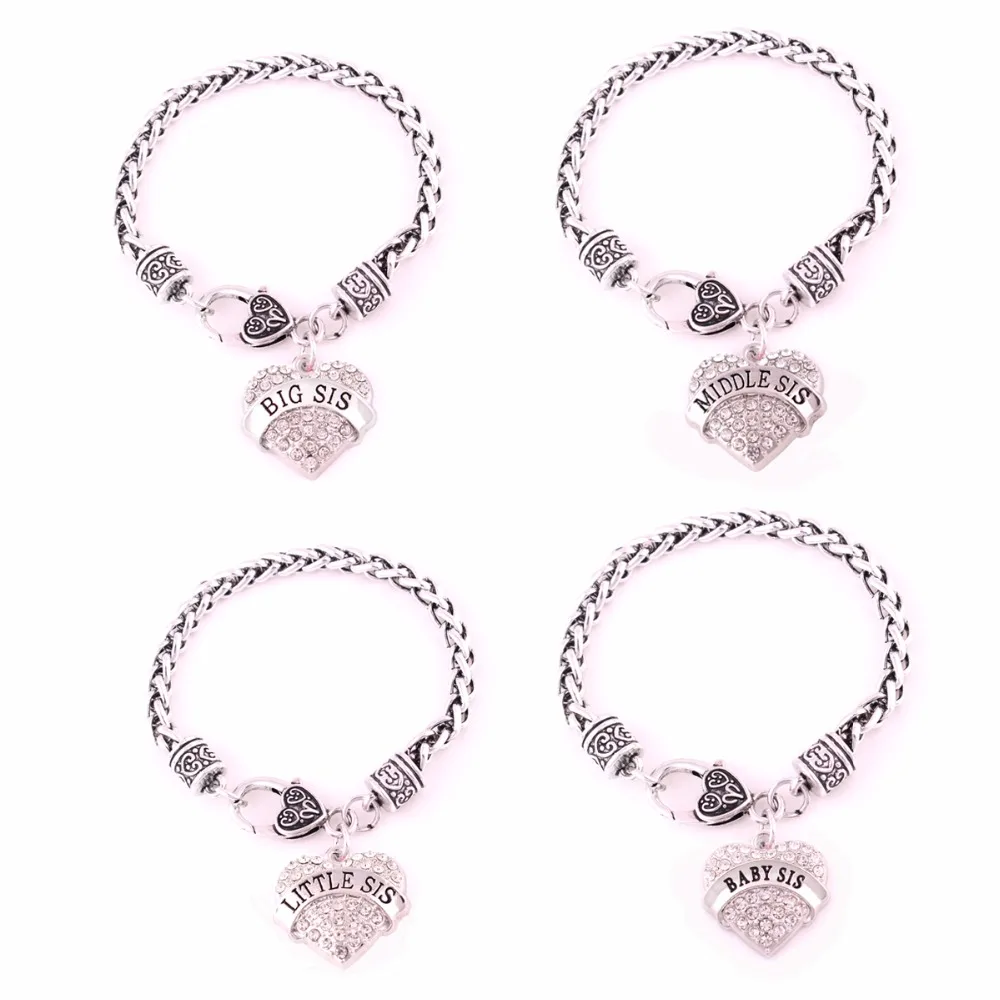 Браслет с подвеской в виде сердца кристаллами|braided bracelet|big sisbangle jewelry |