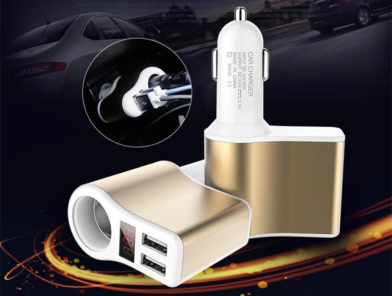 Автомобильное зарядное устройство SUOZUN USB со светодиодным экраном