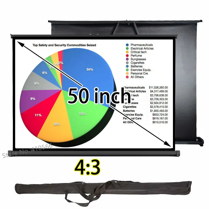 Маленький проекционный экран высокой четкости 40x30 дюймов настольная подставка