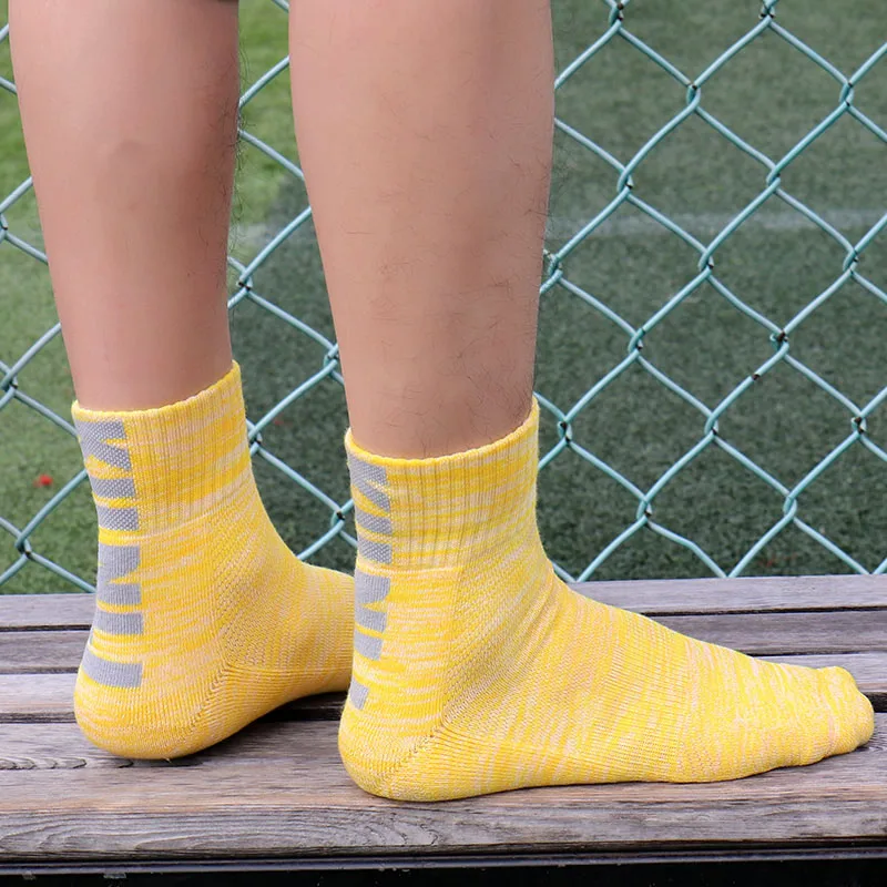 Kunli Brand Cotton Men's Running Socks Women Cycling Riding Bicycle Bike Yoga Socks Gym Socks Breathable Basketball Sport Socks - Color: 1030 Yellow