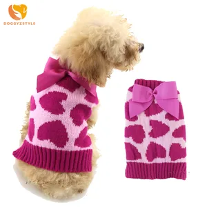 Зимнее трикотажное пальто с милым сердцем для щенков, верхняя одежда, теплая одежда для собак чихуахуа, Тедди, DOGGYZSTYLE