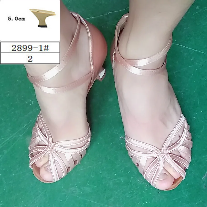 Nude-2899-1 HXYOO/женские туфли для латинских танцев; атласная танцевальная обувь для сальсы; обувь на заказ; Цвет: коричневый, телесный; ZC37 - Цвет: Nude-2899-1