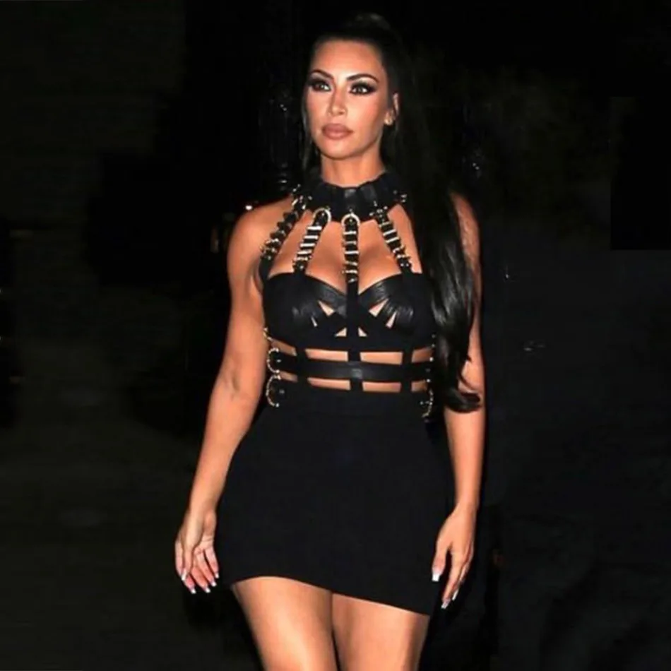 Женское Бандажное платье Seamyla черное облегающее в стиле знаменитостей для