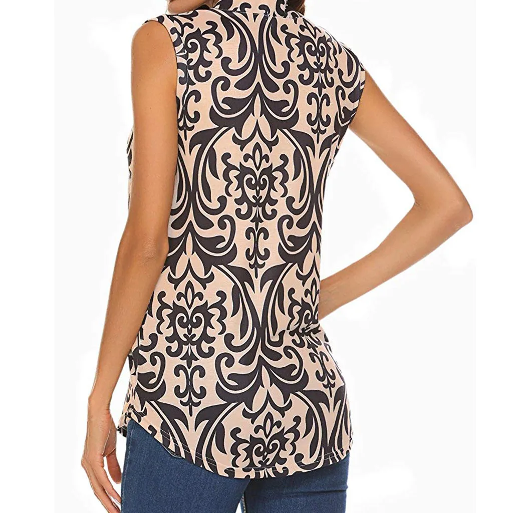 Женская блузка blusas mujer de moda, модная женская рубашка с v-образным вырезом, без рукавов, в народном стиле, цветочный принт, туника, повседневный топ на бретелях