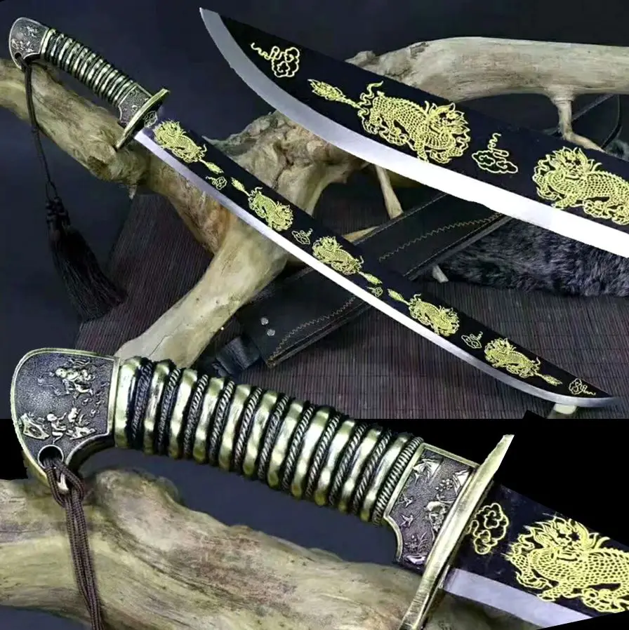Ручная работа 1095 лезвие из высокоуглеродистой стали Острый китайский KungFu Broadsword