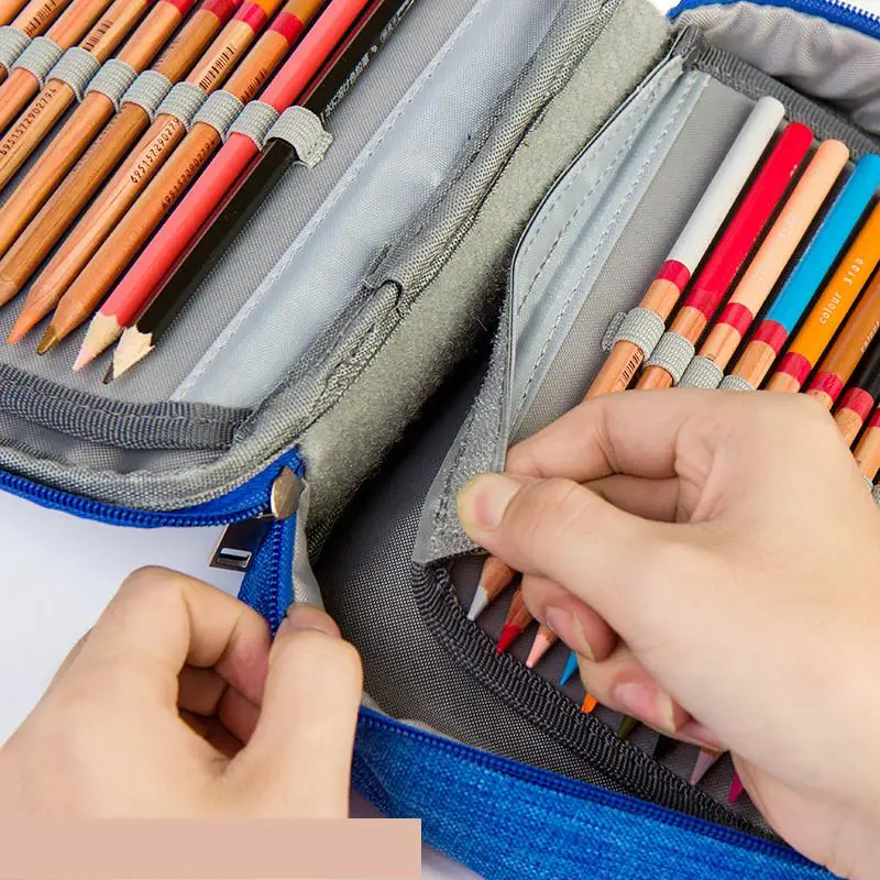 Пенал тканевый для мальчиков и девочек милый чехол с 72 держателями карандашей