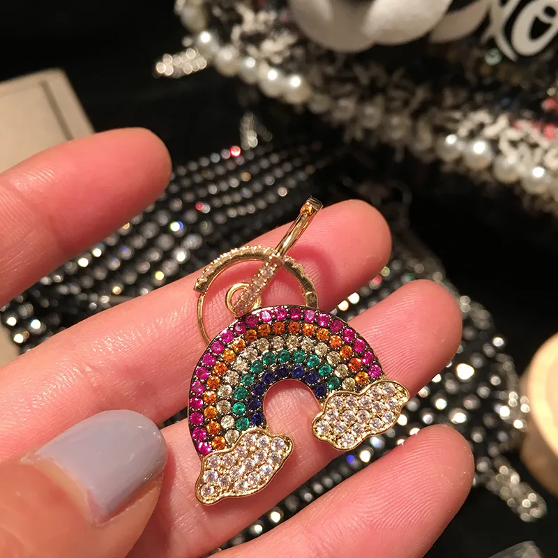 Janekelly роскошный бренд желтое золото цвет асимметричные серьги Радуга красочные