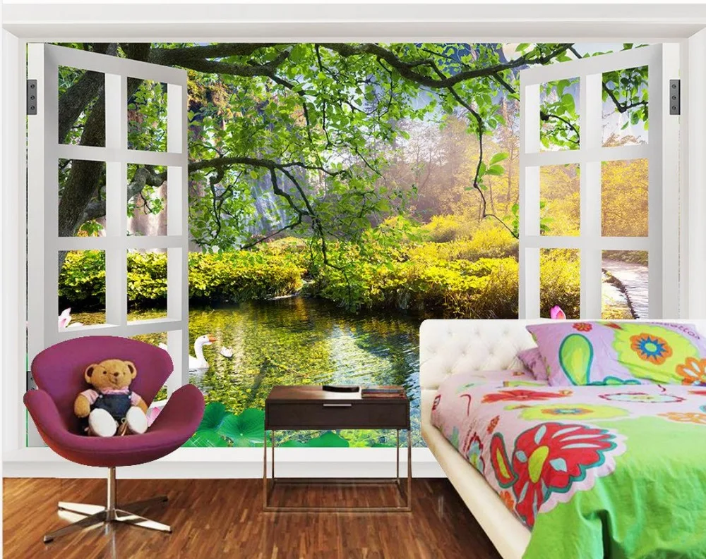 custom photo murals Landscape paintings TV backdrop 3D window 3d room wallpaper landscape Custom mural | Обустройство дома