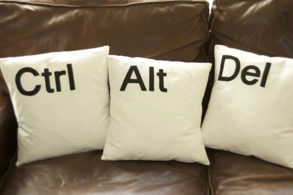 Новинка чехол для подушки с буквами Ctrl Alt Del набор из трех хлопковые чехлы на черная декоративная подушка