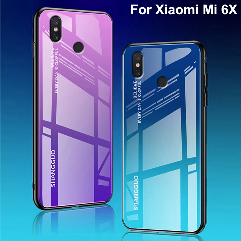 

Чехол для Xiaomi Mi 6X, Роскошный чехол из закаленного стекла, роскошный мягкий силиконовый чехол-бампер с градиентом для Mi 6X 6 X mi6x, чехлы