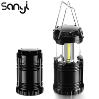 sanyi cob led mini portable lighting lantern camping lamp torch outdoor camping light waterproof flashlight powered by 3aaa