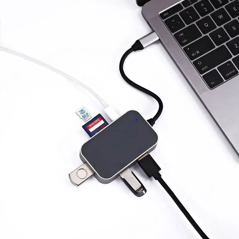 ABHU 6In1 Usb 3 1 концентратор type C (Usb3.1) для Tf/Sd адаптер + 2 Usb3.0 Af Usbc F Macbook| |