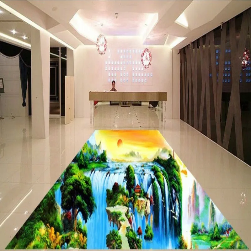Бесплатная Доставка 3d картина плавающей рок водопады носить нескользящей пол