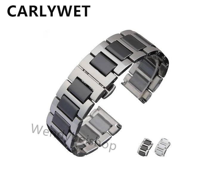 

16 18 20mm Silver Solid Steel Watch Band Strap Belt Bracelet Black White Ceramic For Rolex Omega Tudor Longines Seiko