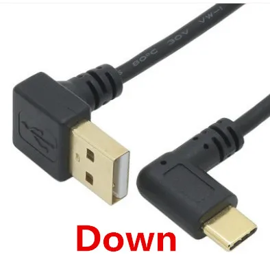 Белый USB 2,0 A мужской 90 градусов вверх вниз угловой левосторонний правосторонний разъем локоть к USB 3,1 type C Локоть Мужской конвертер синхронизации данных зарядный кабель 20 см - Цвет: Белый