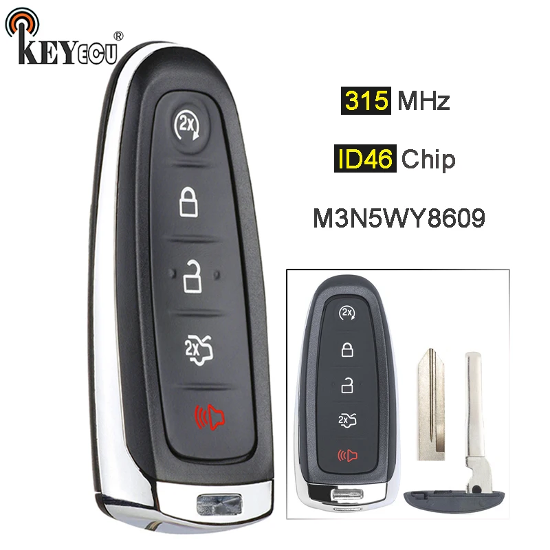 KEYECU 315 МГц ID46 PCF7953 M3N5WY8609 5 кнопочный фонарь для Ford Edge Escape DISPATCH C max Taurus Flex Focus|Ключ от