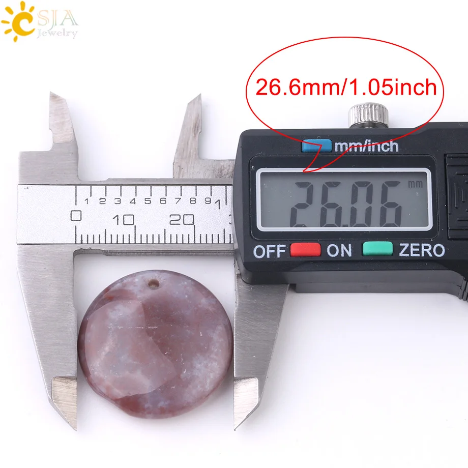 Подвеска из натурального камня CSJA 26x26 мм круглые плоские бусины с отверстиями