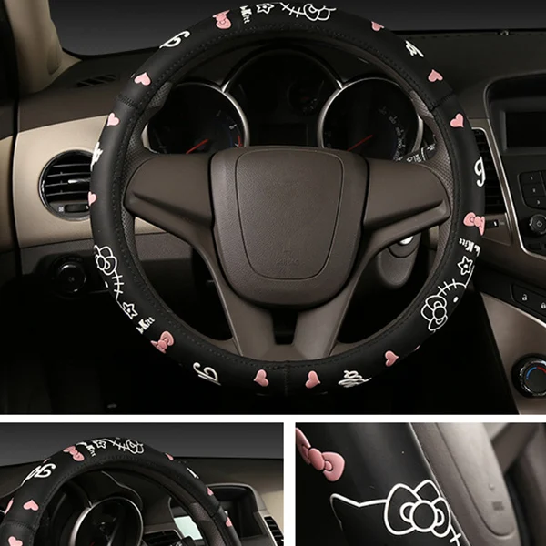 Color D Автомобильные аксессуары hello kitty, мультяшный чехол на руль, натуральный каучук, здоровый дышащий, универсальный, 38 см, для женщин, девушек, девушек - Название цвета: Color D