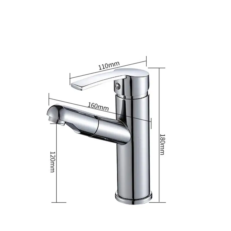 Basin Water Tap Cold And Hot Single Hole Faucet Durable Sink Pull Out Mixer Swivel Copper Home Accessories | Обустройство дома
