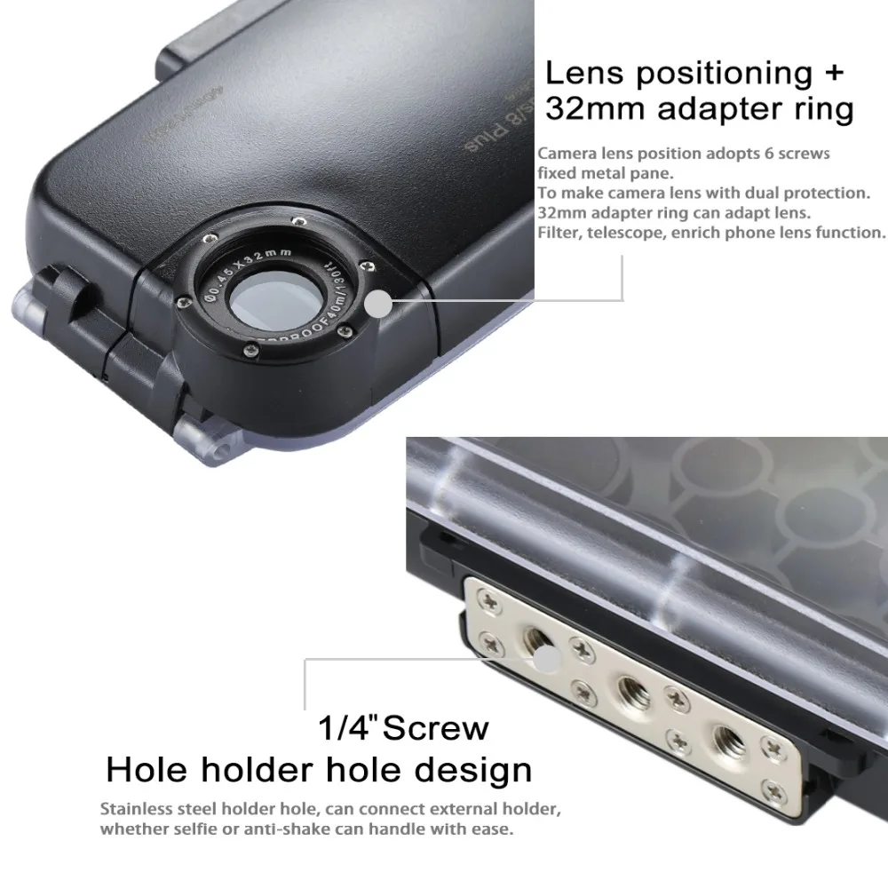 PULUZ для iPhone 8/7 Plus 40 м/130 футов водонепроницаемый корпус дайвинга защитный чехол
