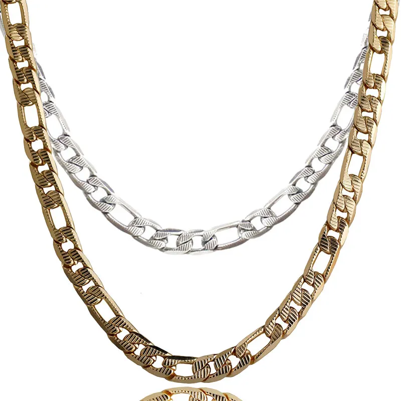 Золотая цепь Figaro Мужская из нержавеющей стали ожерелье с цепочкой в стиле хип хоп