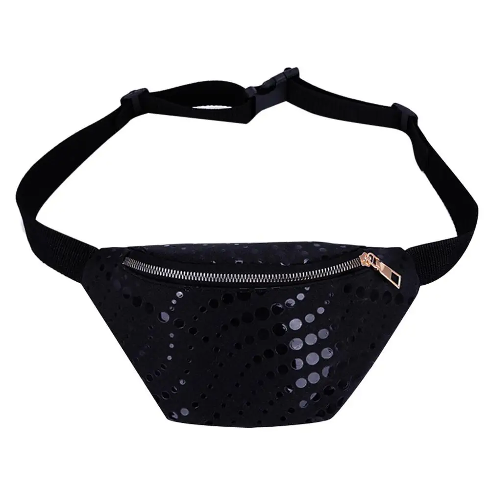 black purse Поясная Сумка однотонного цвета, модная поясная сумка, женская сумка для почек, уличная кожаная сумка на молнии с блестками, лазерная сумка-мессенджер, нагрудная поясная сумка j10 - Цвет: black purse