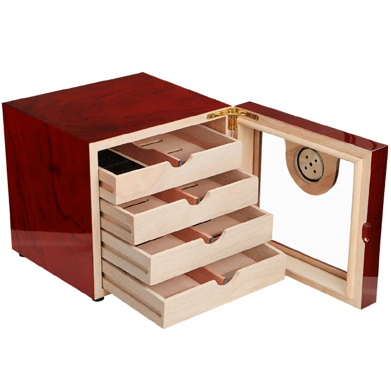 4 слойная коробка Humidor для сигар дерево кедра с подкладкой увлажнитель