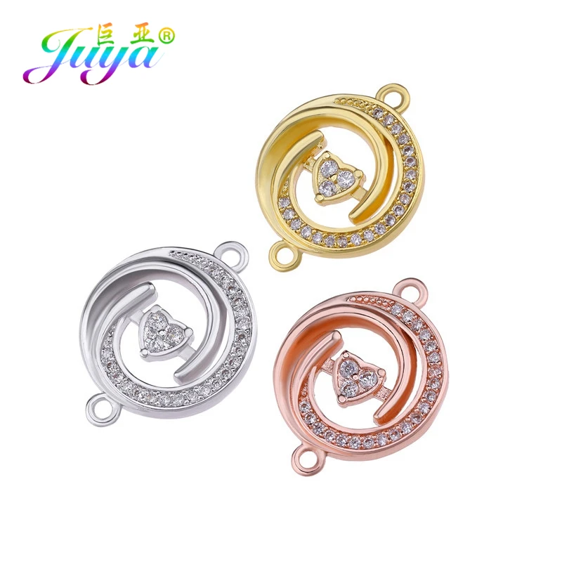 Juya валентинки Ювелирные компоненты Micro Pave Циркон круглые сердца Подвески DIY