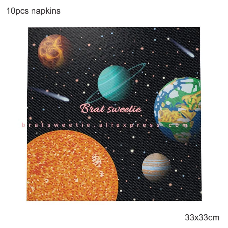 space napkins Космические вечерние космонавты и ракеты корабль фольгированные шары галактика солнечная система тема вечерние для мальчиков детские украшения на день рождения - Цвет: space napkins