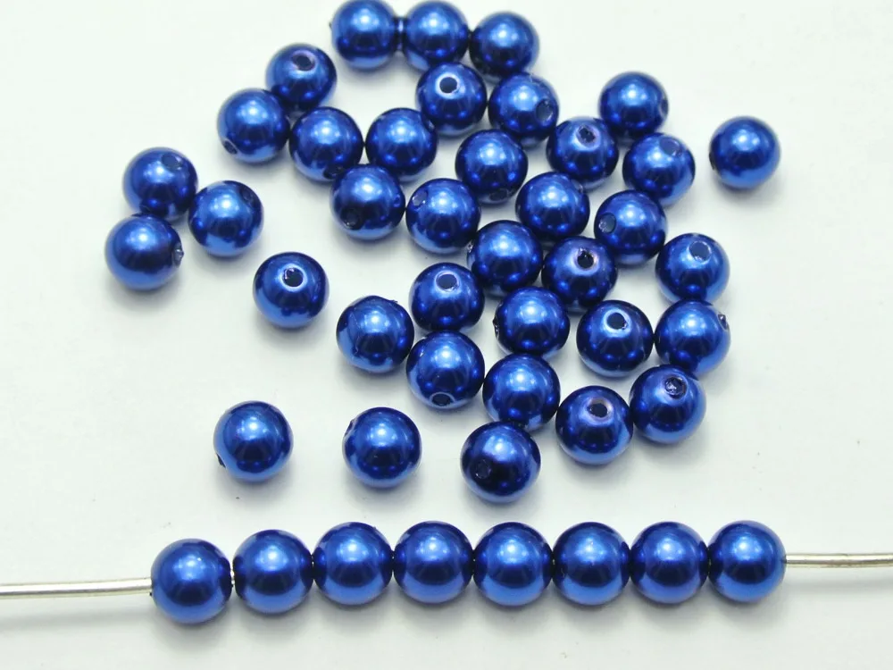 

200 Pcs 8mm Plastic Faux Pearl Round Beads Navy Blue Imitation Pearl