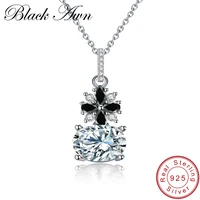 black awn 925 sterling silver jewelry trendy black spinel necklace for women wedding necklaces pendants p115