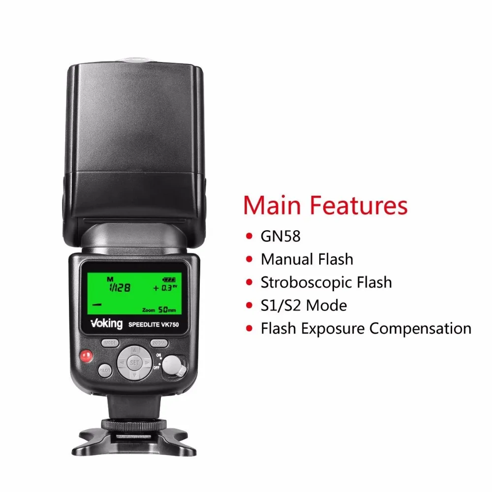 Voking VK750 ручная Вспышка Speedlite с ЖК-дисплеем для Canon Nikon Panasonic Olympus Pentax и других DSLR камер